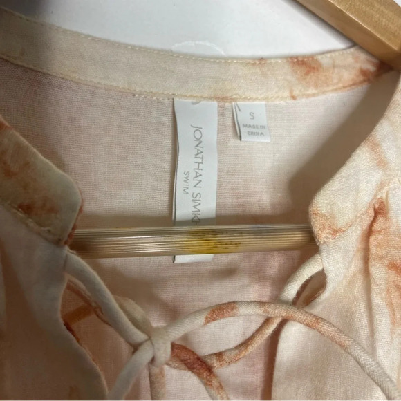 JONATHAN SIMKHAI Orange Gauze Opal Tie Dye Mini Dress Cover Up Size Small $345 - Picture 7 of 12